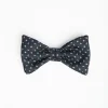 Dark Grey Pre-Knotted Silk Bowtie - Small Flower Pattern