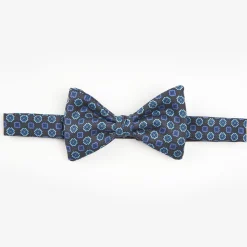 Dark Grey Pre-Knotted Silk Bowtie- Large Flower Pattern