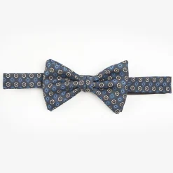 Dark Grey Pre-Knotted Silk Bowtie- Large Flower Pattern