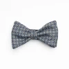 Dark Grey Pre-Knotted Silk Bowtie- Small Flower Pattern