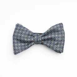 Dark Grey Pre-Knotted Silk Bowtie- Small Flower Pattern
