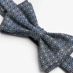 Dark Grey Pre-Knotted Silk Bowtie- Small Flower Pattern