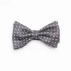 Dark Grey Pre-Knotted Silk Bowtie- Small Flower Pattern