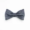 Dark Grey Pre-Knotted Silk Bowtie- Small Flower Pattern