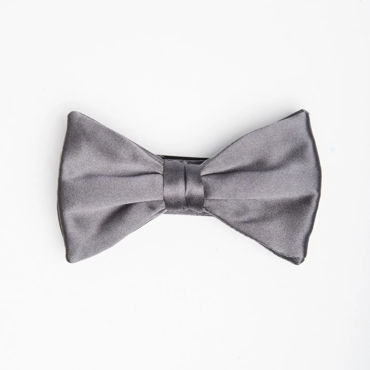Dark Grey Pre-Knotted Silk Satin Bowtie - Solid Color
