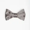 Dark Grey Pre-Knotted Silk Satin Bowtie - Solid Color