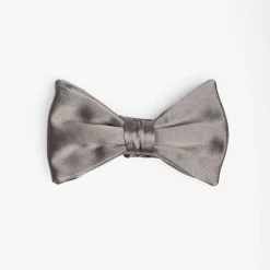 Dark Grey Pre-Knotted Silk Satin Bowtie - Solid Color