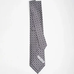 Dark Grey Sartorial Classic Silk Tie Small Flower Pattern