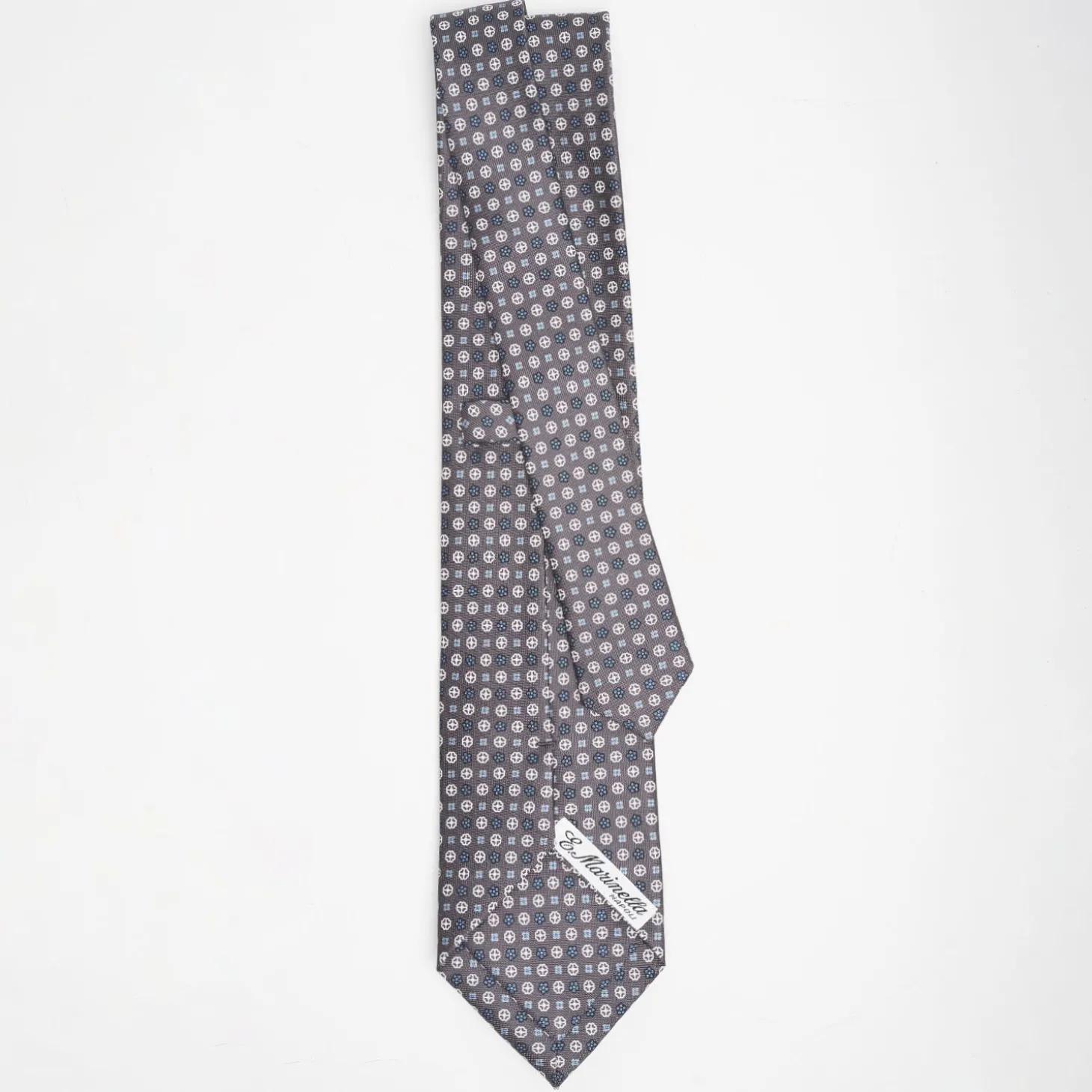 Dark Grey Sartorial Classic Silk Tie Small Flower Pattern