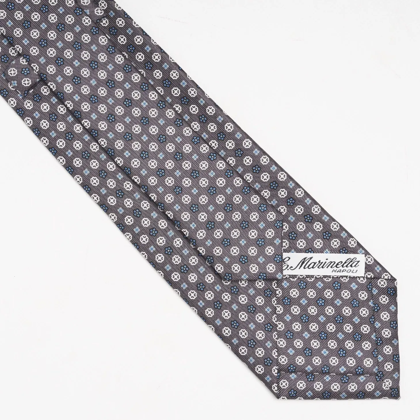 Dark Grey Sartorial Classic Silk Tie Small Flower Pattern