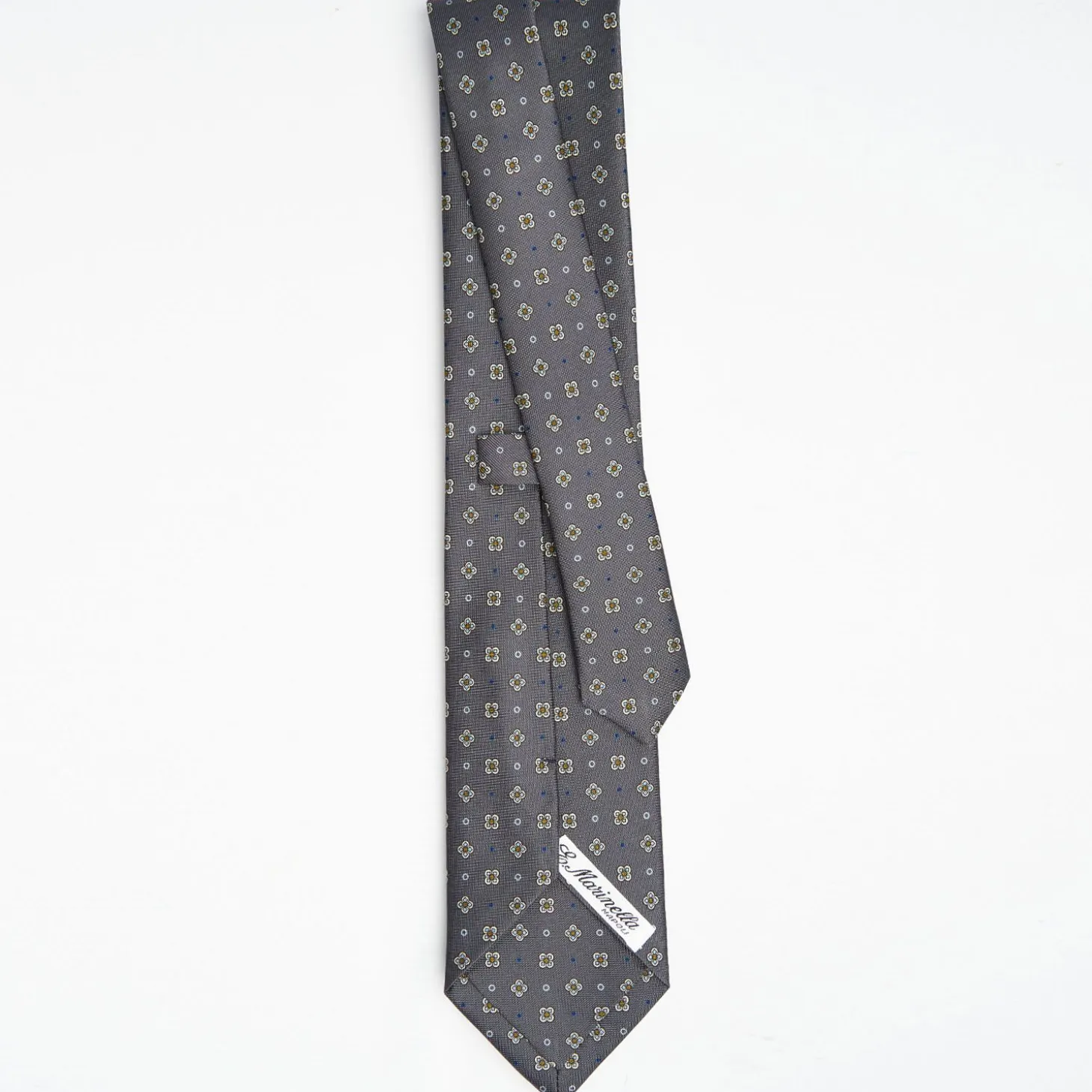Dark Grey Sartorial Classic Silk Tie Large Flower Pattern
