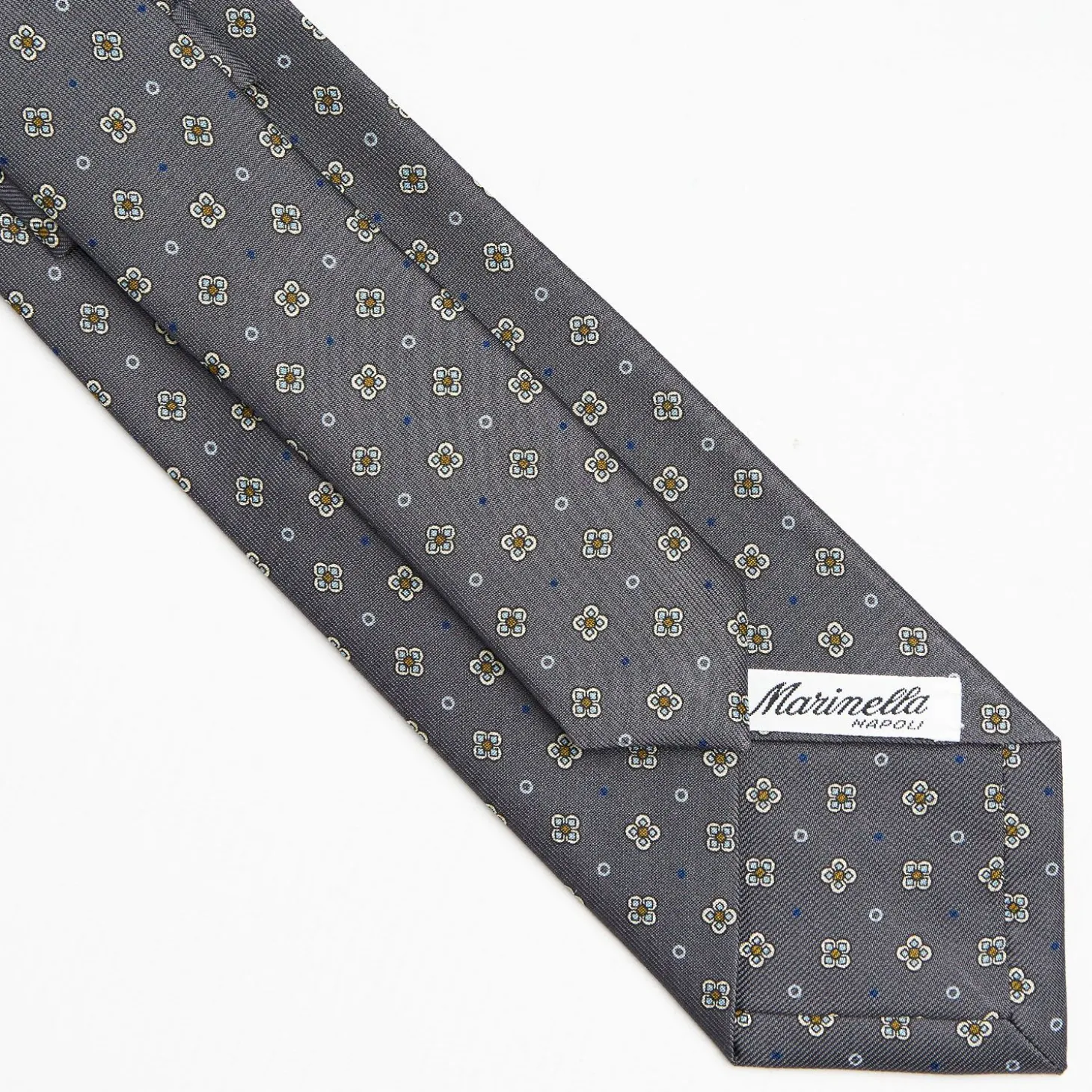 Dark Grey Sartorial Classic Silk Tie Large Flower Pattern