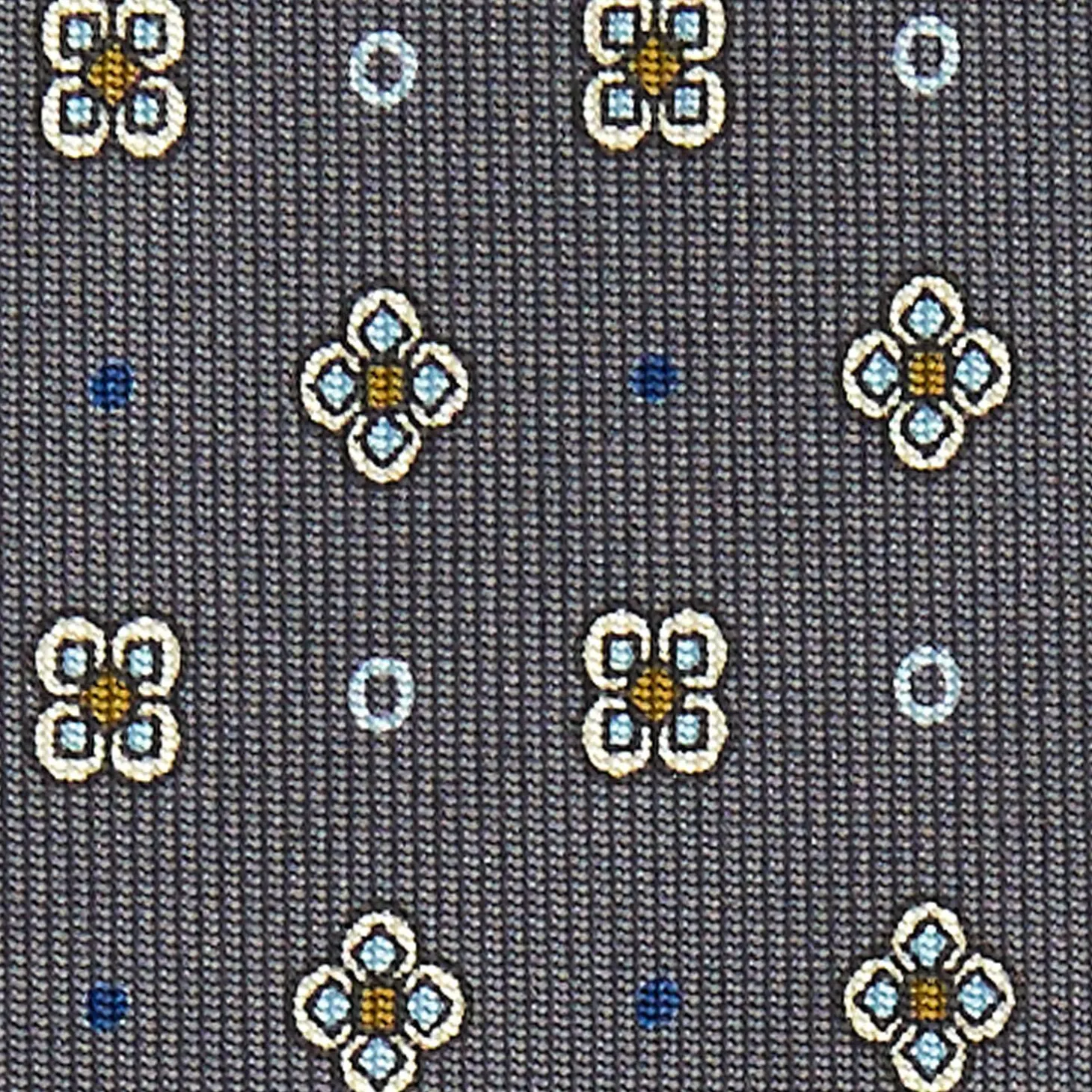 Dark Grey Sartorial Classic Silk Tie Large Flower Pattern