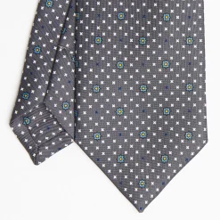 Dark Grey Sartorial Classic Silk Tie Small Flower Pattern