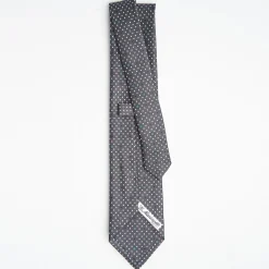 Dark Grey Sartorial Classic Silk Tie Small Flower Pattern