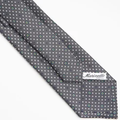 Dark Grey Sartorial Classic Silk Tie Small Flower Pattern