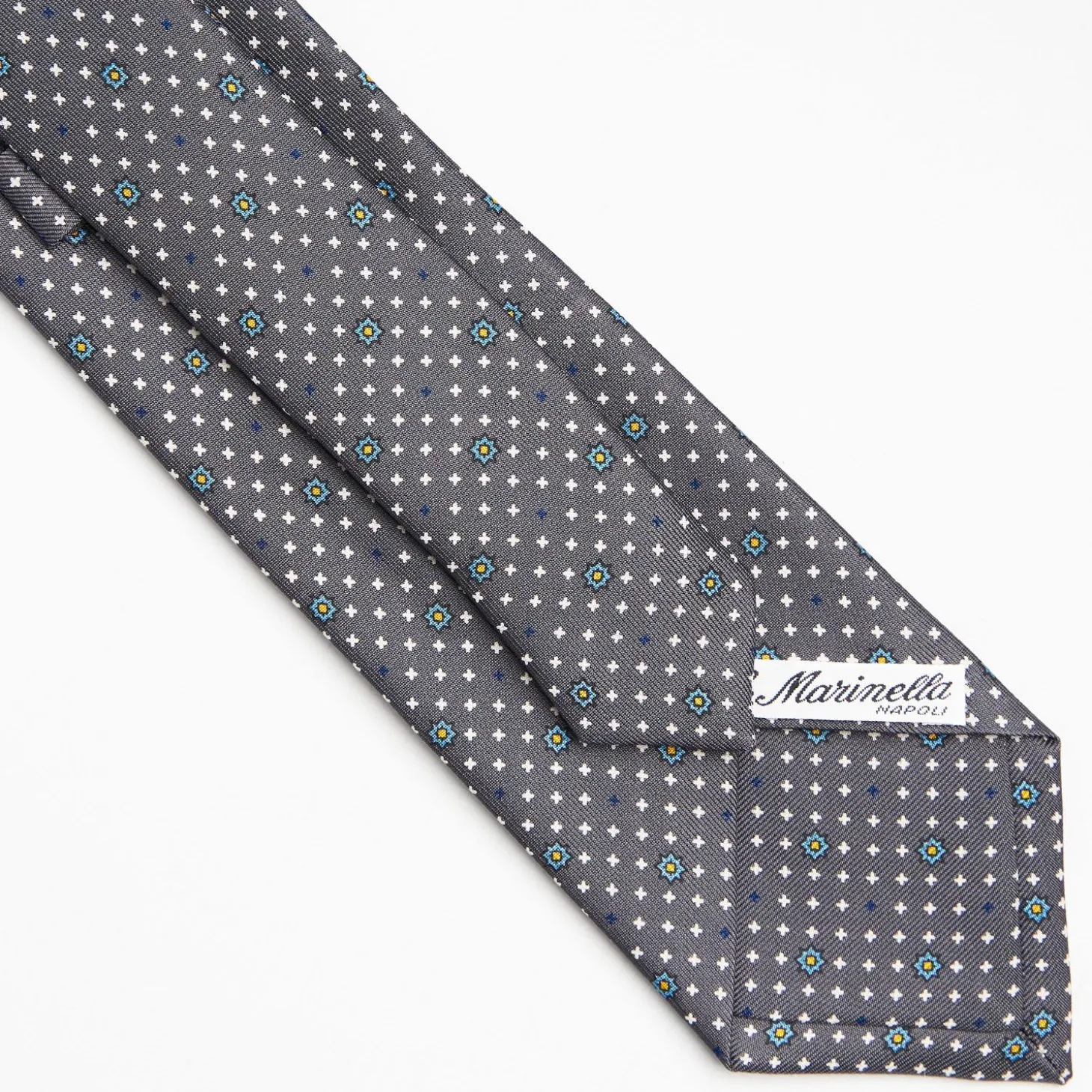 Dark Grey Sartorial Classic Silk Tie Small Flower Pattern
