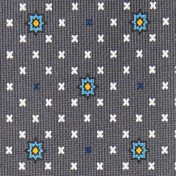 Dark Grey Sartorial Classic Silk Tie Small Flower Pattern