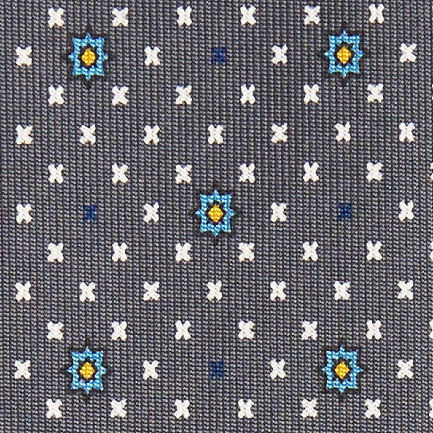 Dark Grey Sartorial Classic Silk Tie Small Flower Pattern