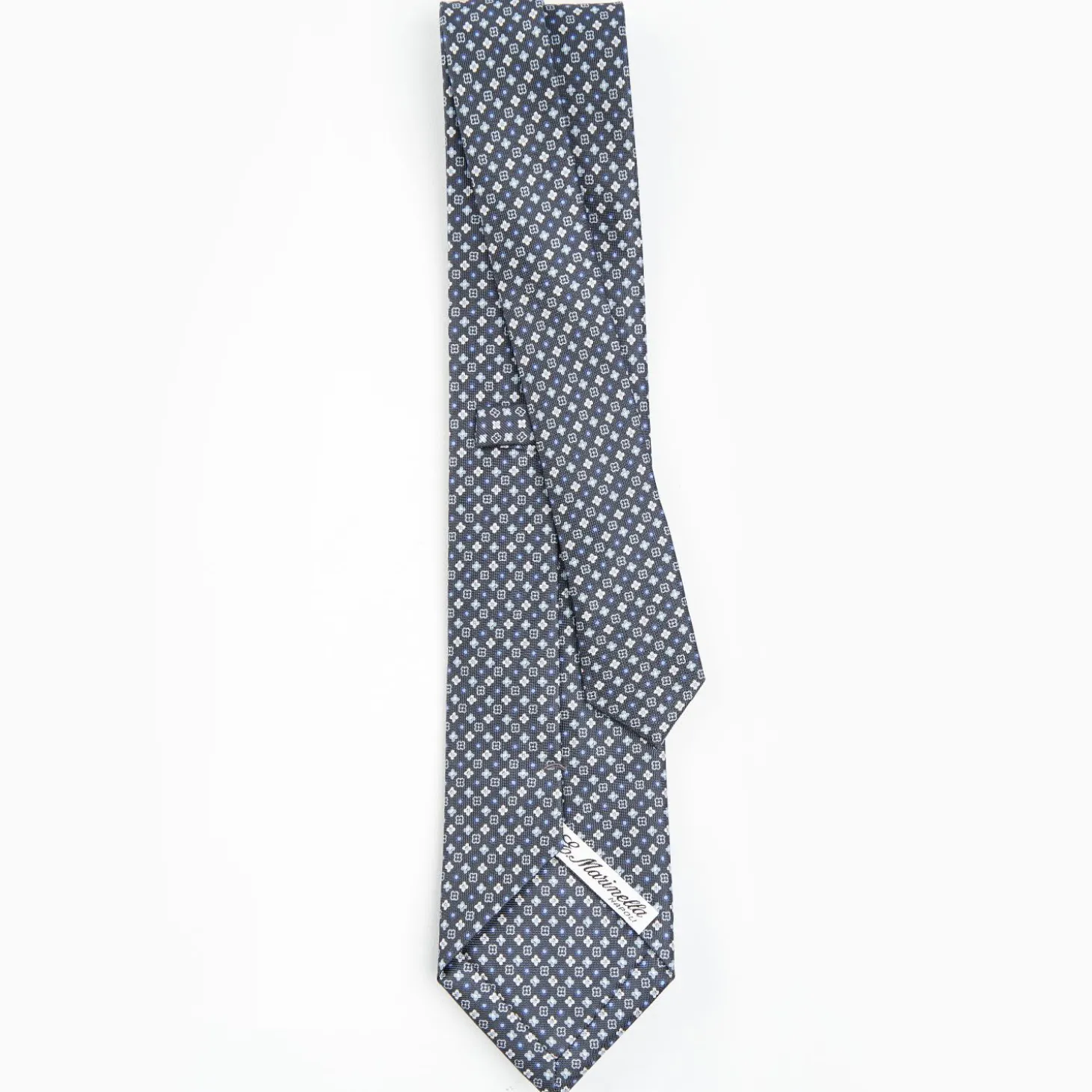 Dark Grey Sartorial Classic Silk Tie - Small Flower Designs