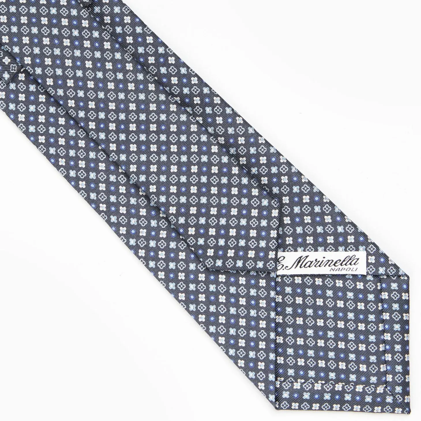 Dark Grey Sartorial Classic Silk Tie - Small Flower Designs