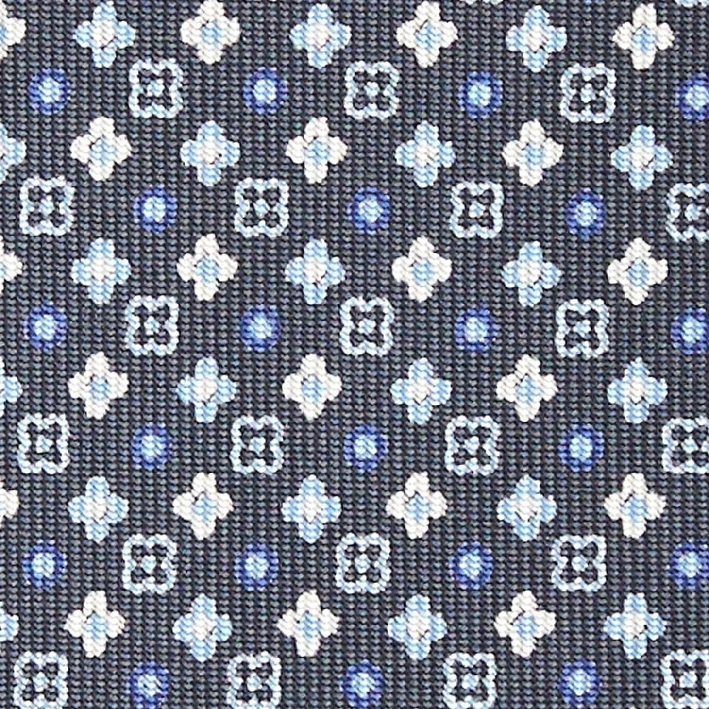 Dark Grey Sartorial Classic Silk Tie - Small Flower Designs