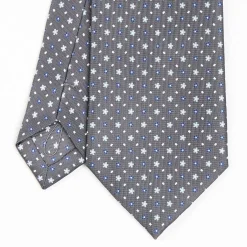 Dark Grey Sartorial Classic Silk Tie - Small Flower Pattern