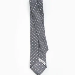 Dark Grey Sartorial Classic Silk Tie - Small Flower Pattern