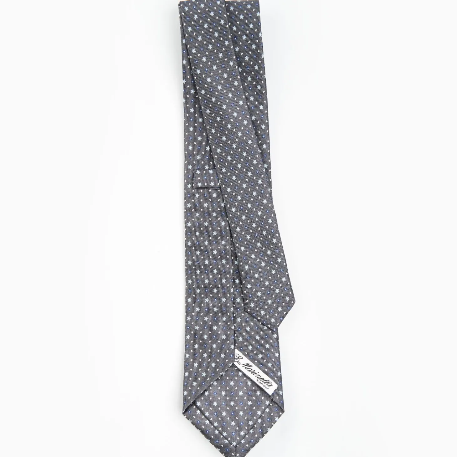 Dark Grey Sartorial Classic Silk Tie - Small Flower Pattern