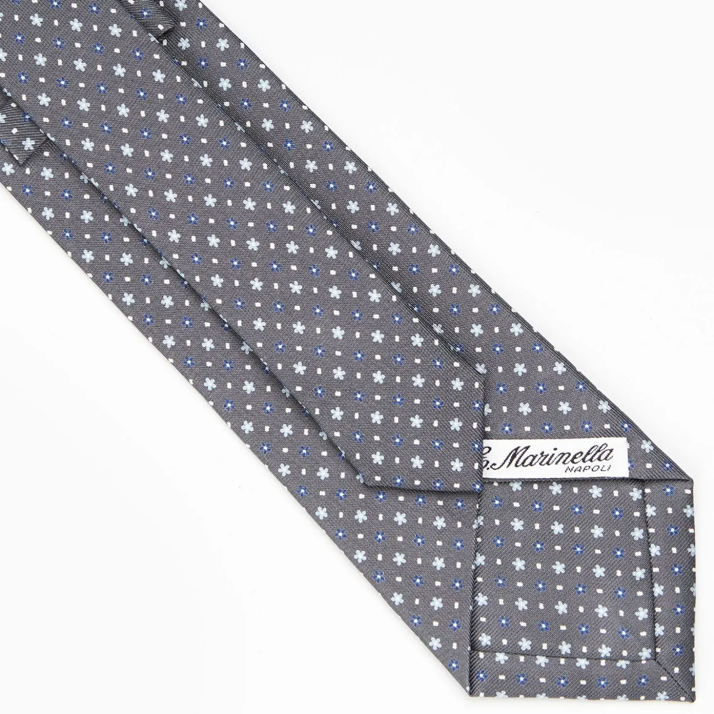 Dark Grey Sartorial Classic Silk Tie - Small Flower Pattern