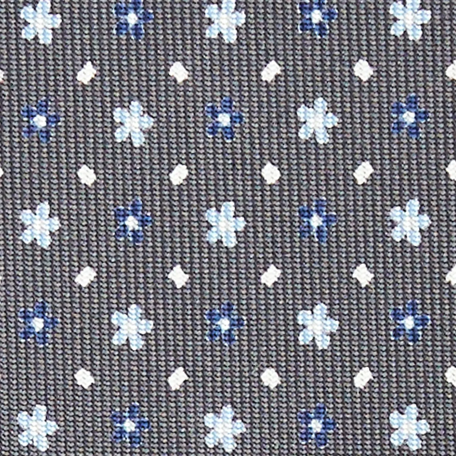 Dark Grey Sartorial Classic Silk Tie - Small Flower Pattern