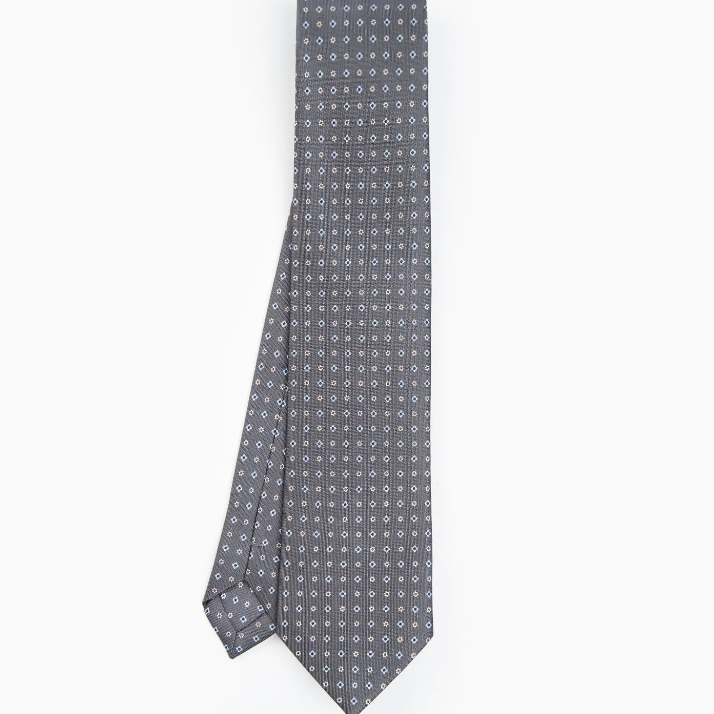 Dark Grey Sartorial Classic Silk Tie - Small Flower Designs