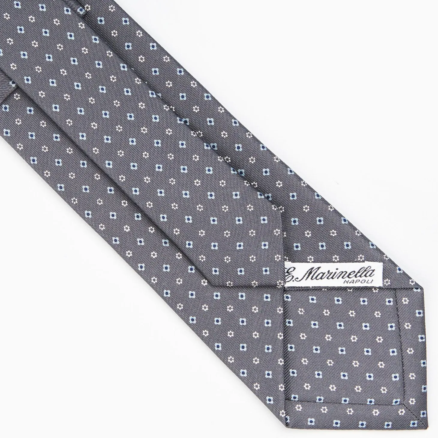 Dark Grey Sartorial Classic Silk Tie - Small Flower Designs