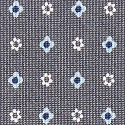 Dark Grey Sartorial Classic Silk Tie - Small Flower Designs