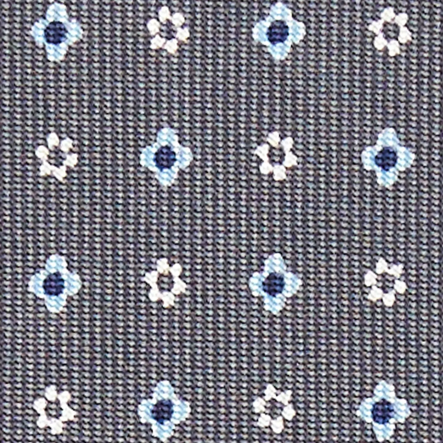 Dark Grey Sartorial Classic Silk Tie - Small Flower Designs