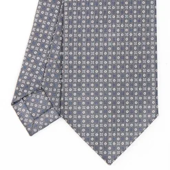 Dark Grey Sartorial Classic Silk Tie - Small Flower Designs