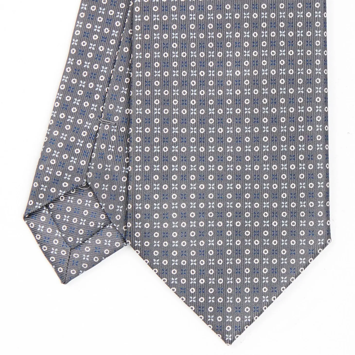 Dark Grey Sartorial Classic Silk Tie - Small Flower Designs