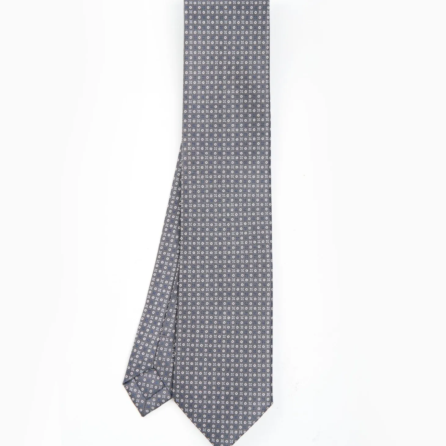 Dark Grey Sartorial Classic Silk Tie - Small Flower Designs