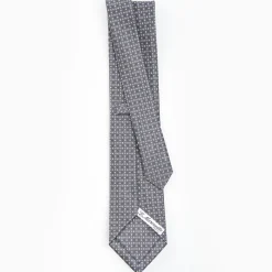 Dark Grey Sartorial Classic Silk Tie - Small Flower Designs