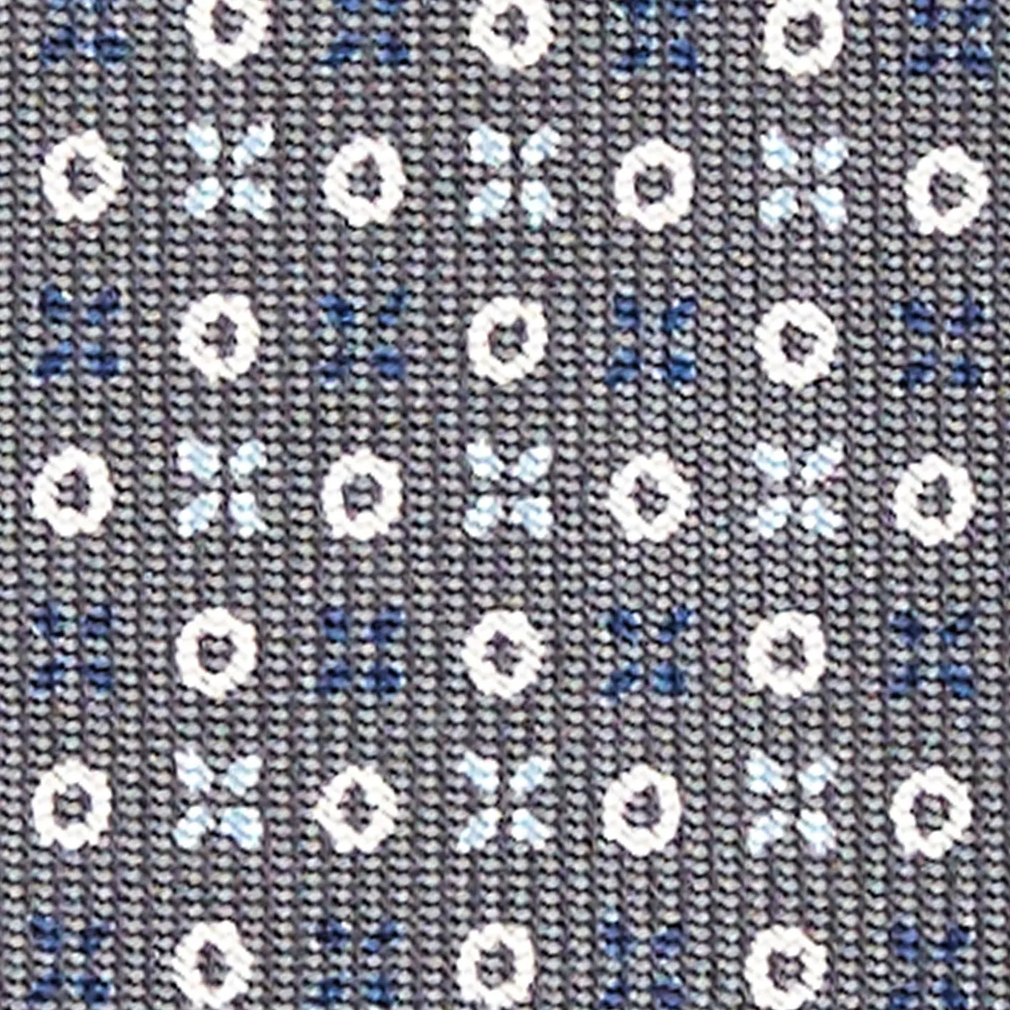 Dark Grey Sartorial Classic Silk Tie - Small Flower Designs