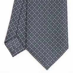 Dark Grey Sartorial Classic Silk Tie - Small Flower Pattern