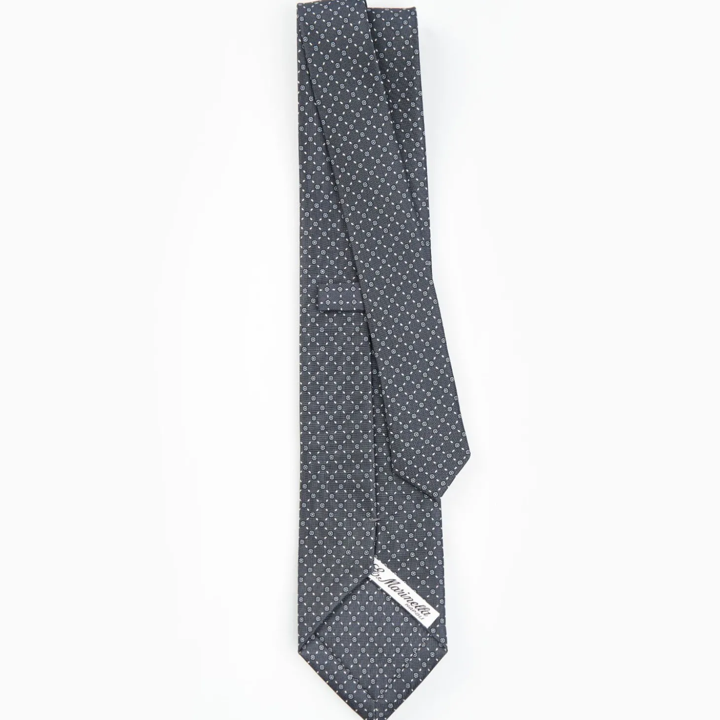 Dark Grey Sartorial Classic Silk Tie - Small Flower Pattern