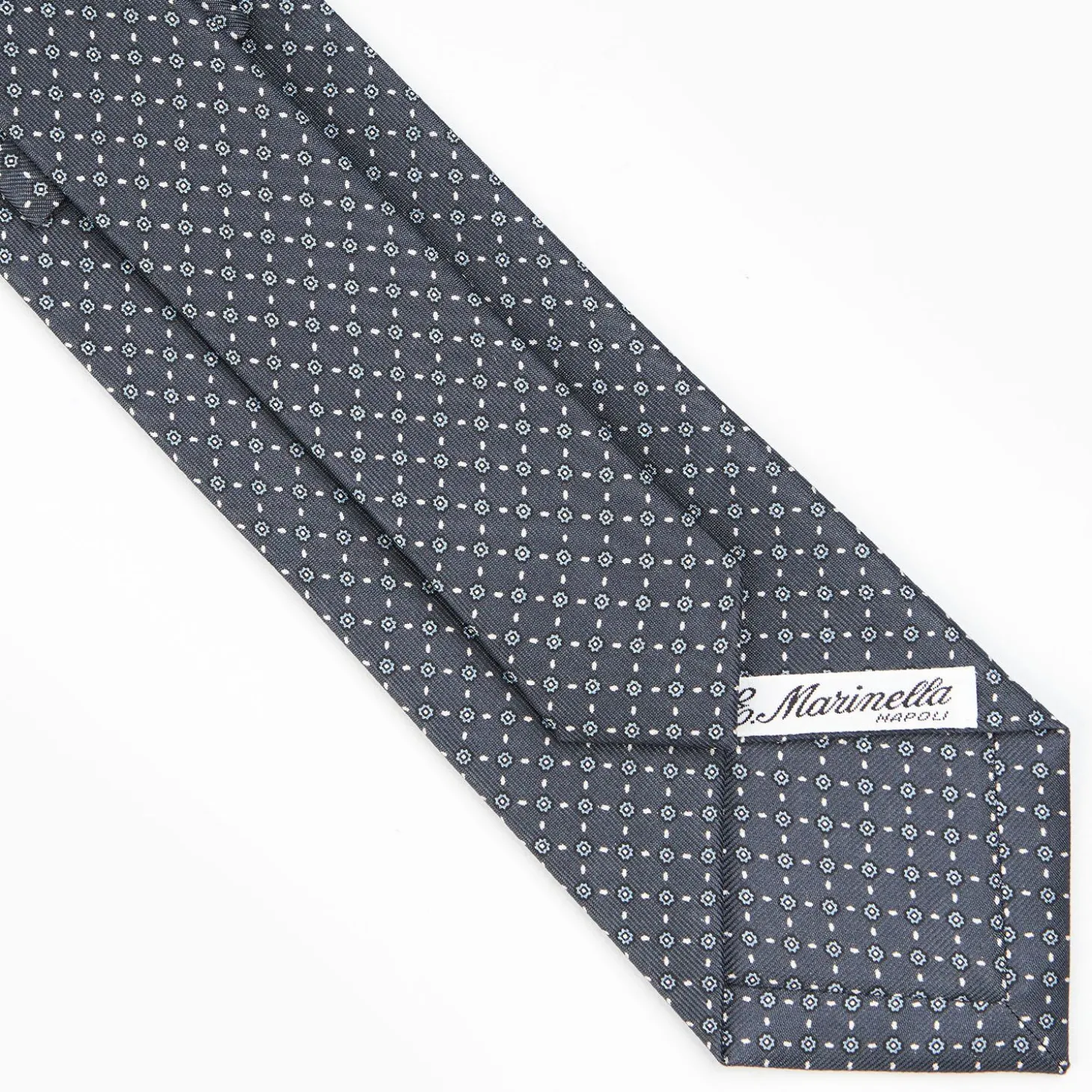 Dark Grey Sartorial Classic Silk Tie - Small Flower Pattern