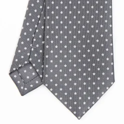 Dark Grey Sartorial Classic Silk Tie - Small Flower Pattern