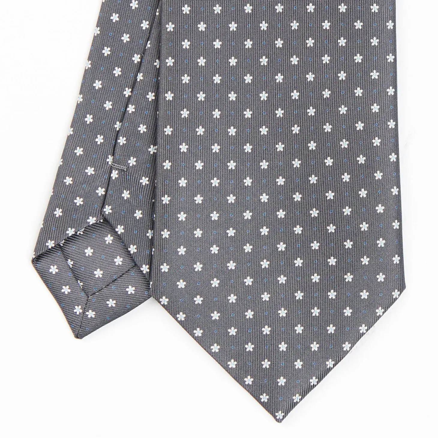 Dark Grey Sartorial Classic Silk Tie - Small Flower Pattern