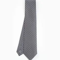 Dark Grey Sartorial Classic Silk Tie - Small Flower Pattern