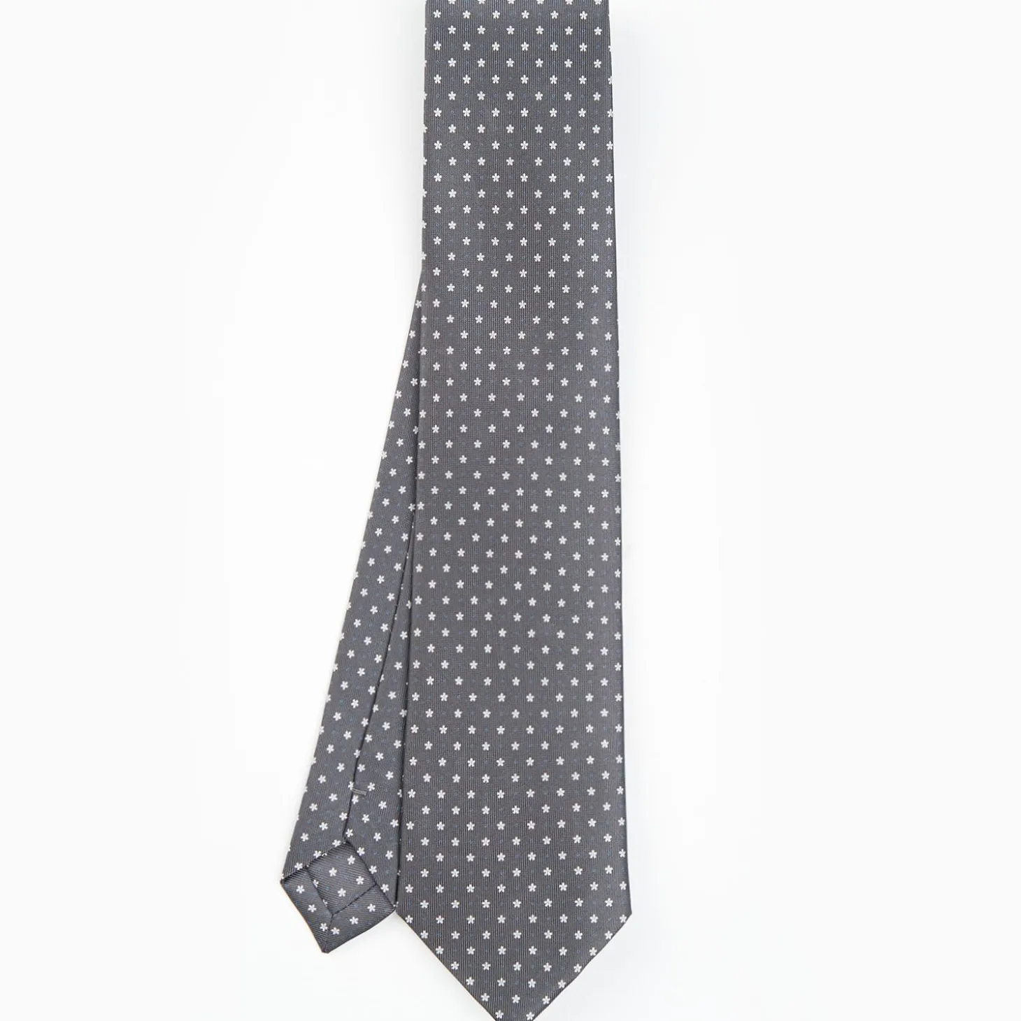 Dark Grey Sartorial Classic Silk Tie - Small Flower Pattern