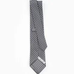 Dark Grey Sartorial Classic Silk Tie - Small Flower Pattern