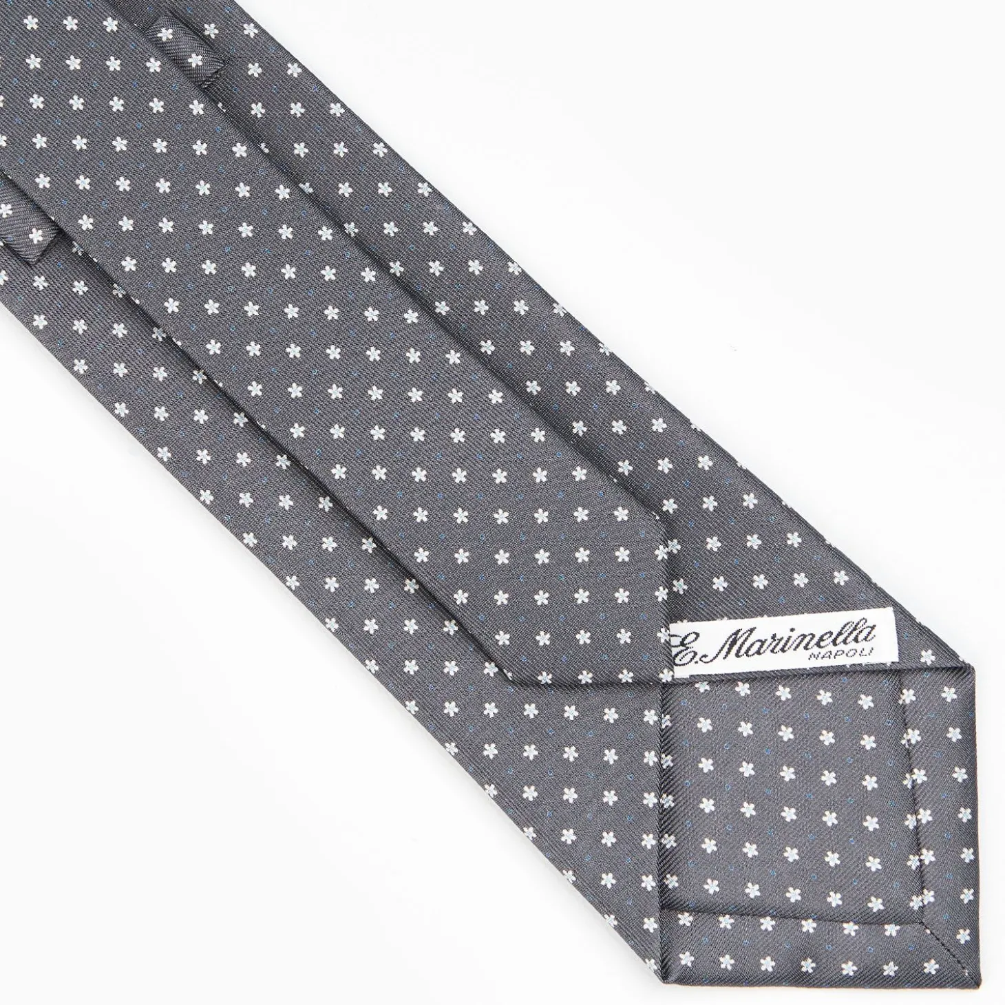 Dark Grey Sartorial Classic Silk Tie - Small Flower Pattern
