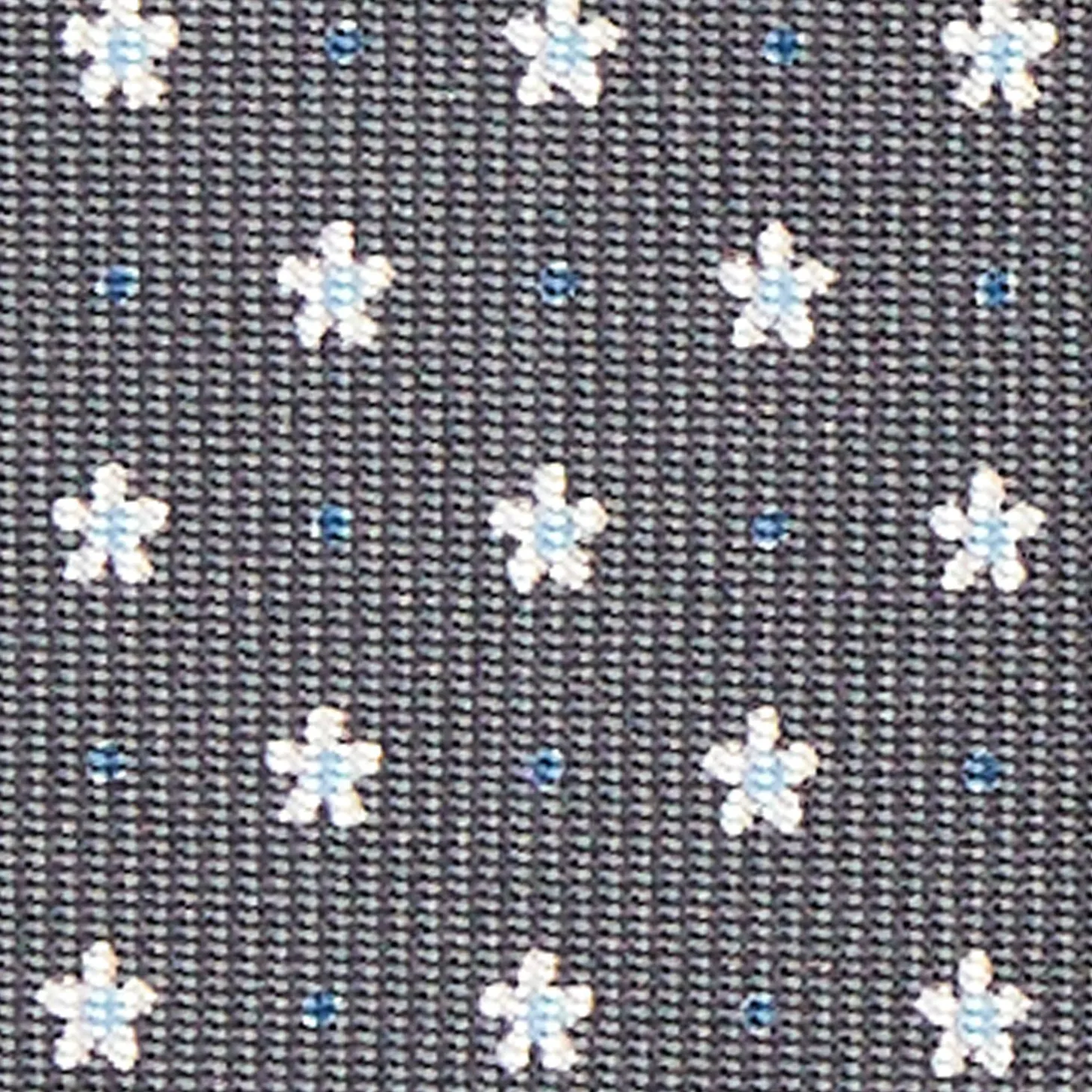 Dark Grey Sartorial Classic Silk Tie - Small Flower Pattern